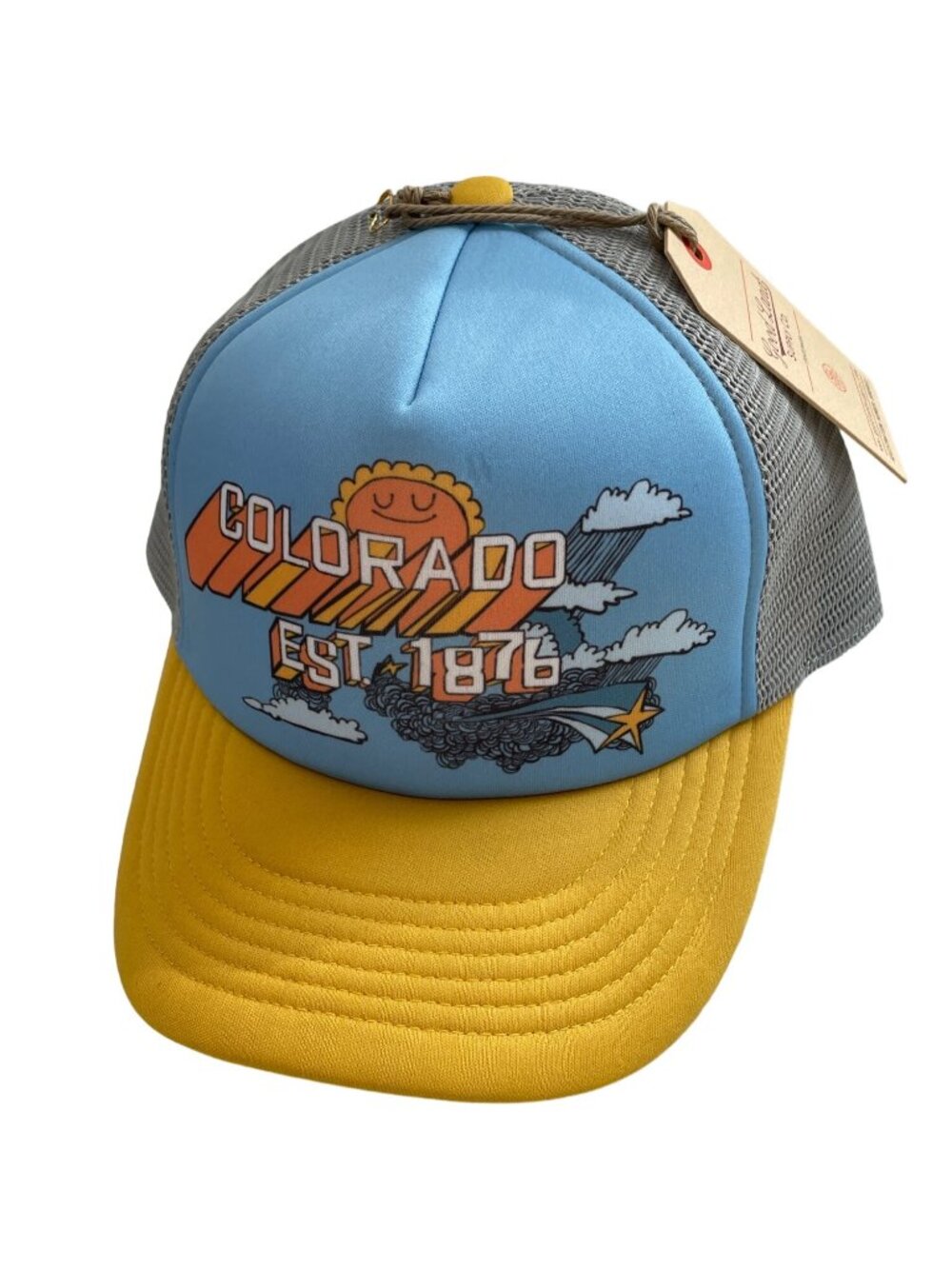 Good Land Supply Co. Trucker Hat One Size Colorado Mesh Snapback Yellow Blue NEW